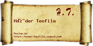 Héder Teofila névjegykártya